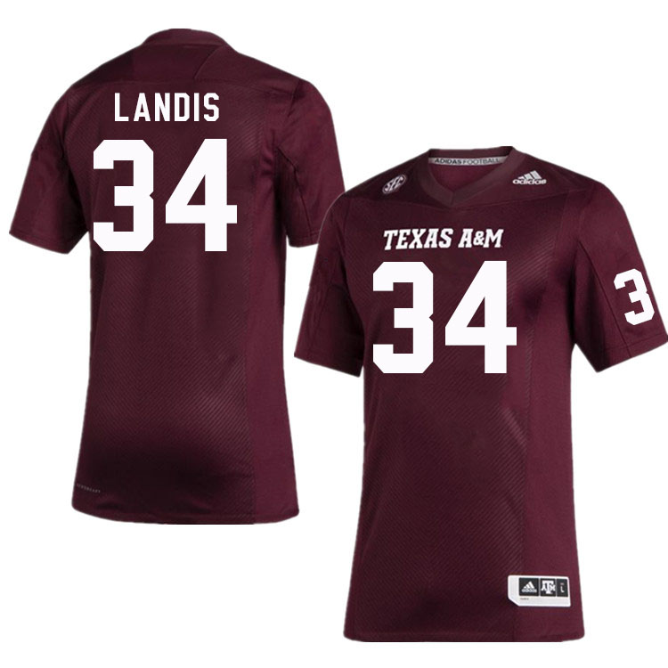 Men #34 Preston Landis Texas A&M Aggies College Football Jerseys Stitched Sale-Maroon